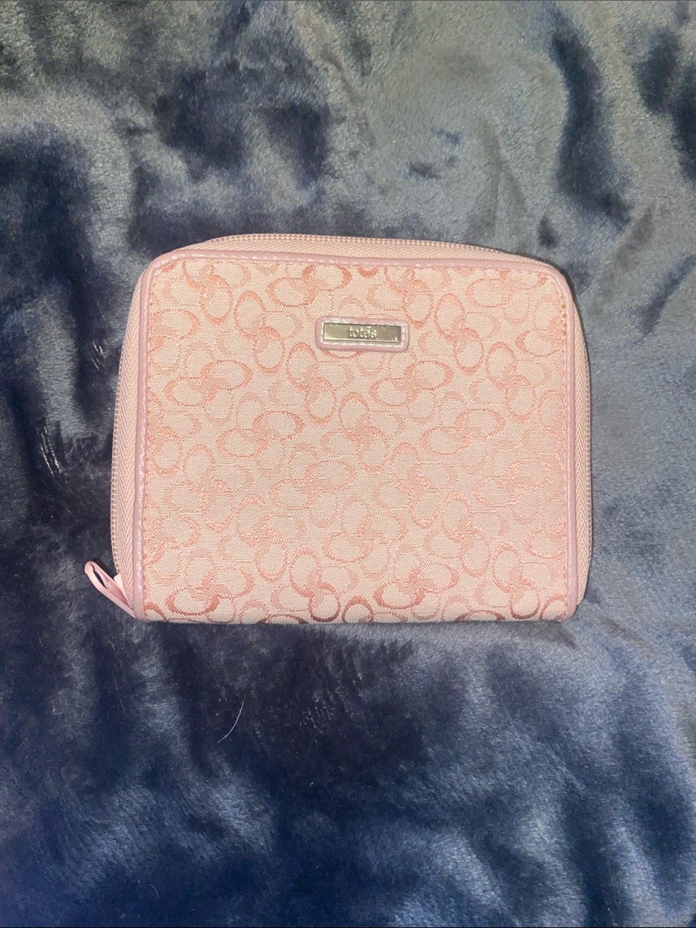 totes Pink Signature Pattern Zip Pouch